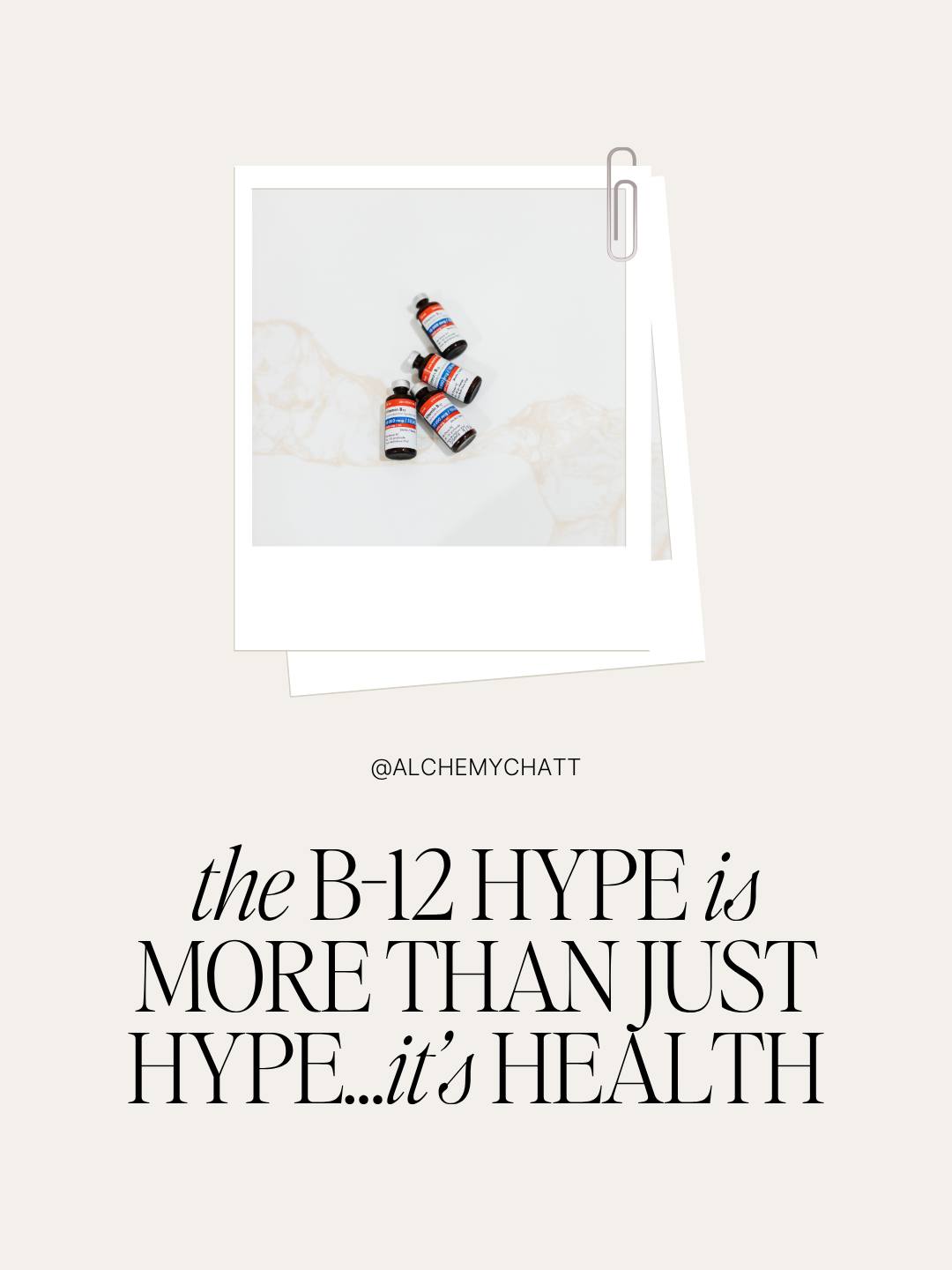 The B-12 hype isn’t just hype… it’s essential for overall health.
Vitamin B-12 plays a key role in energy production, brain function, metabolism, and healthy skin. When levels are low, it can impact how you feel on a daily basis.

Low B-12 levels may contribute to:
• fatigue or low energy
• brain fog or difficulty concentrating
• slow metabolism
• mood changes
• hair, skin, and nail concerns
• feeling run down despite adequate rest

Because B-12 supports red blood cell formation and nervous system function, adequate levels are important for maintaining consistent energy and overall wellness.

B-12 injections are quick, convenient, and part of many wellness plans.
Schedule a consultation to determine if B-12 supplementation is appropriate for your health goals.

📍 Alchemy MedSpa & Wellness Center
📞 423.654.7630

#B12Injection #VitaminB12 #EnergySupport #WellnessShots #ChattanoogaMedSpa #BrainFogRelief #MetabolismSupport #HealthyLifestyle #WellnessChattanooga #MedicalSpa #PreventativeHealth #FeelingYourBest #HealthOptimization #WellnessCare