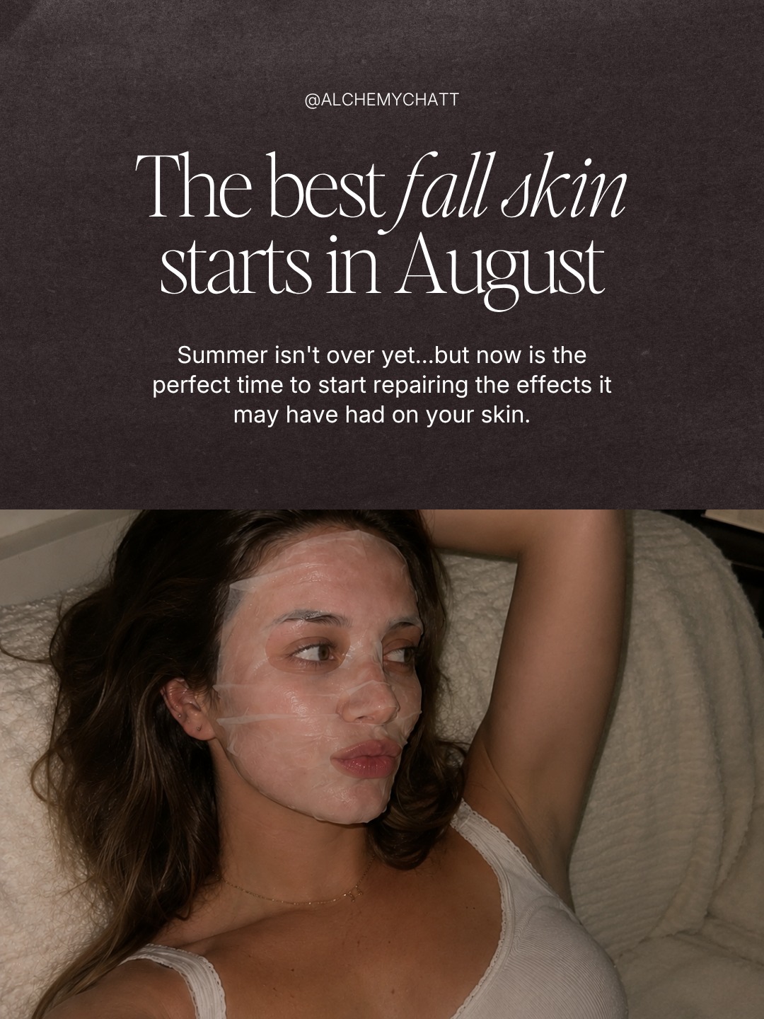Everyone plans their fall wardrobe in August. Almost nobody plans their fall skin. 

Which is funny, because your skin has an actual seasonal calendar. Summer damage needs repairing now. Peels and lasers perform best once the intense sun fades. 

Tox before the holidays means photos where you look rested instead of running on fumes.

The people with great skin in December? They're making moves in August. A Hydrafacial here, a consultation there, SPF always.

Consider this your head start - schedule a consultation today!
alchemymedspachatt.com | 423.654.7630

 #citymedspa #fallskincare #citybotox #cityskincareplan